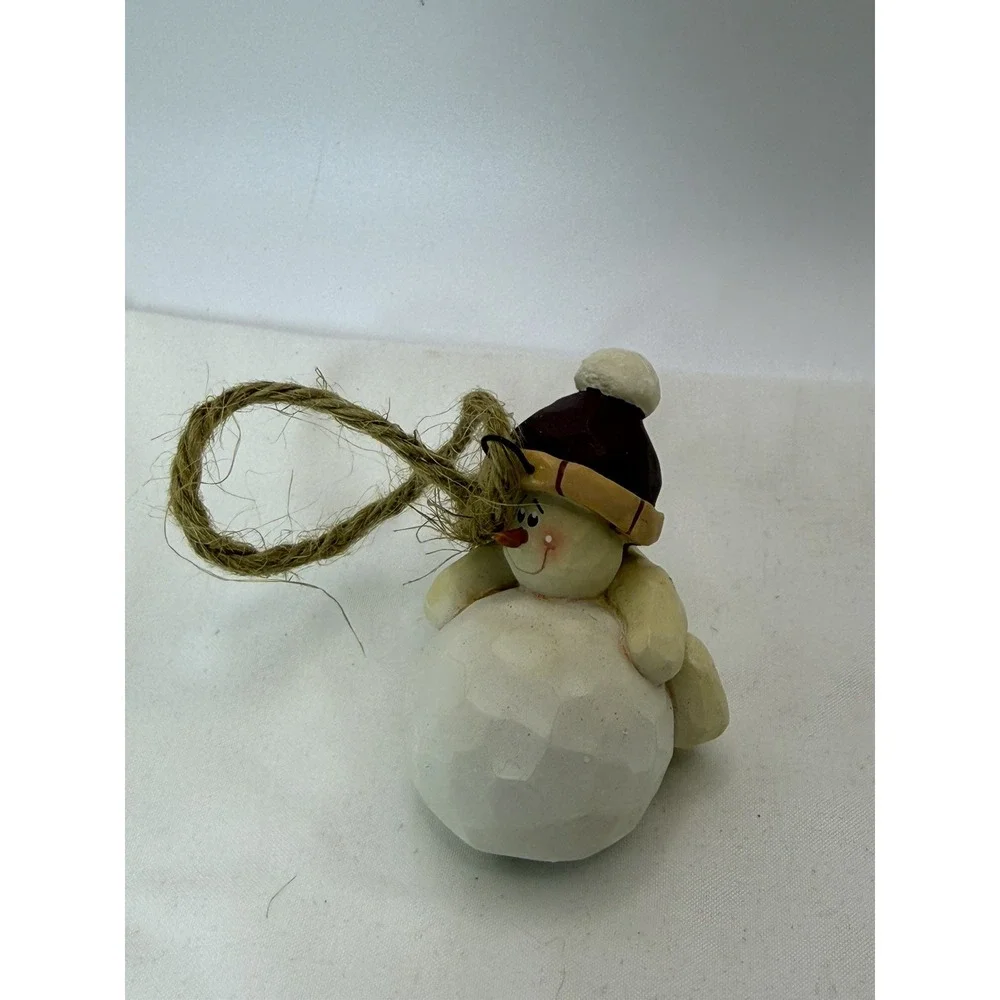 Set of 4 CMI/Henton Christmas Ornament Snowmen Rolling Snowball